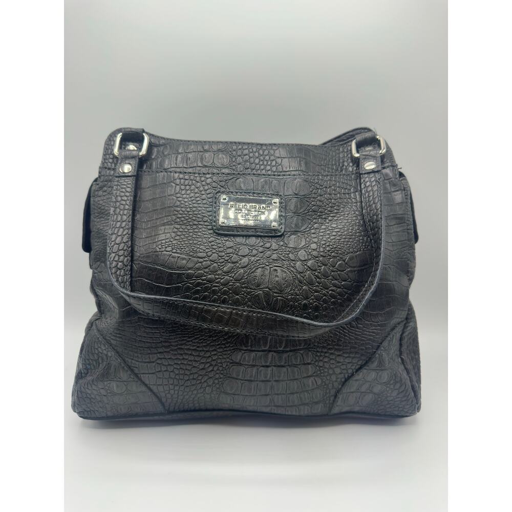 Relic Brand Collection Dark Grey Faux Croc Embossed Shoulder Bag Excellent Used